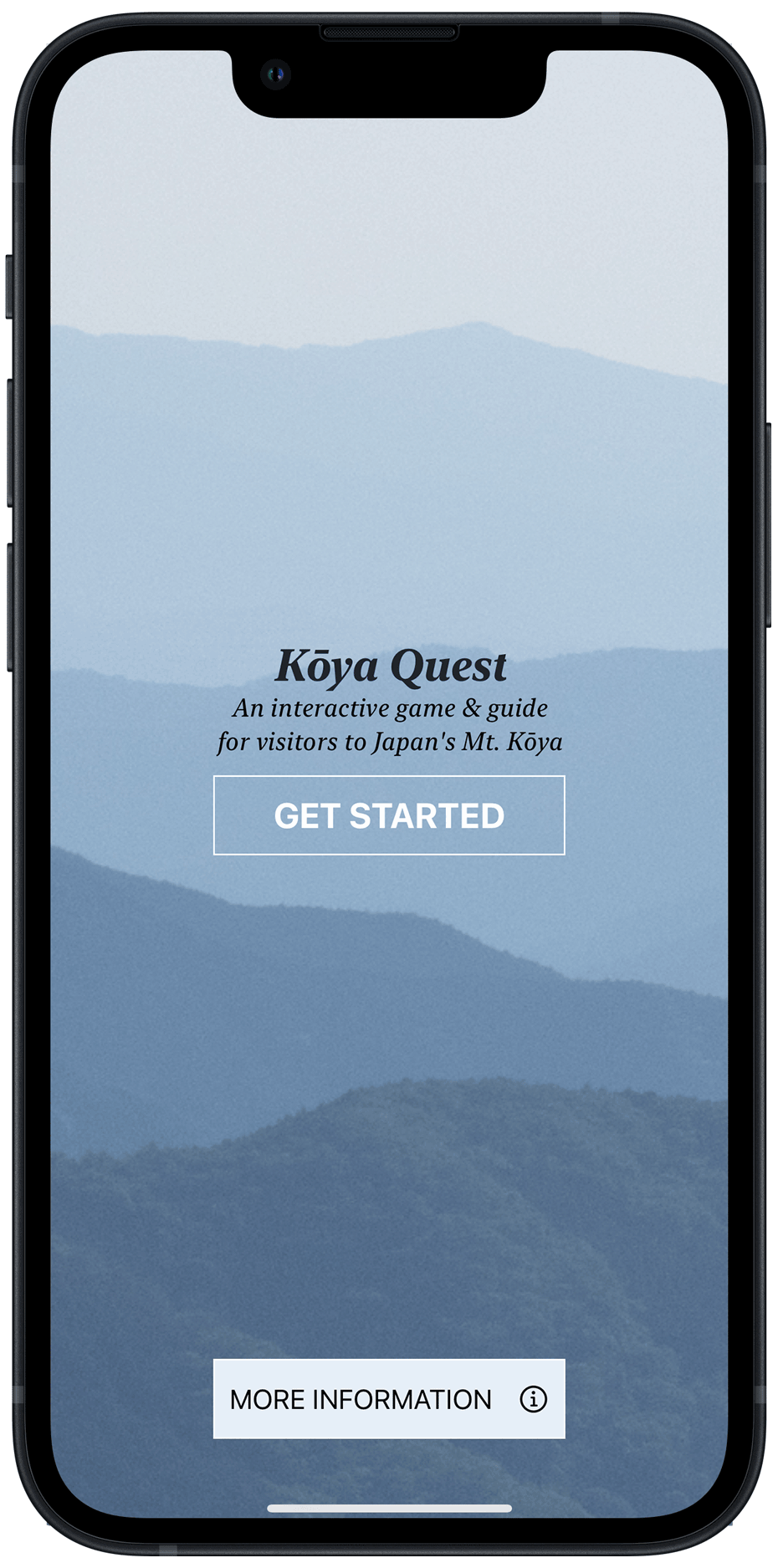 view of start screen of the KoyaQuest app