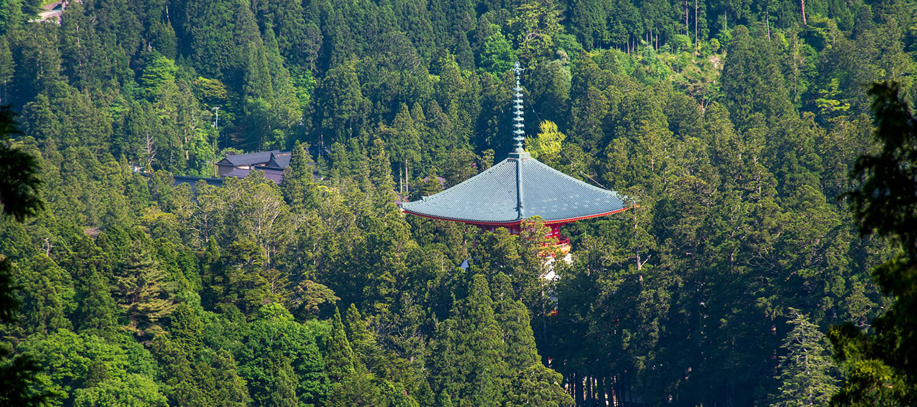 up close of temple roof ornament at Japan's Mt. Koya